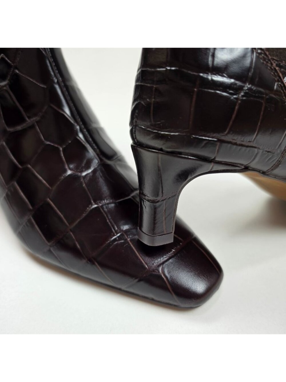Madewell The Dimes Chelsea Boot Croc-Stamped Leather Women 7M Coffee Bean Brown - Picture 15 of 16